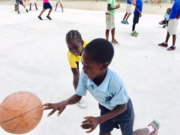 Pierrison playing basketball.